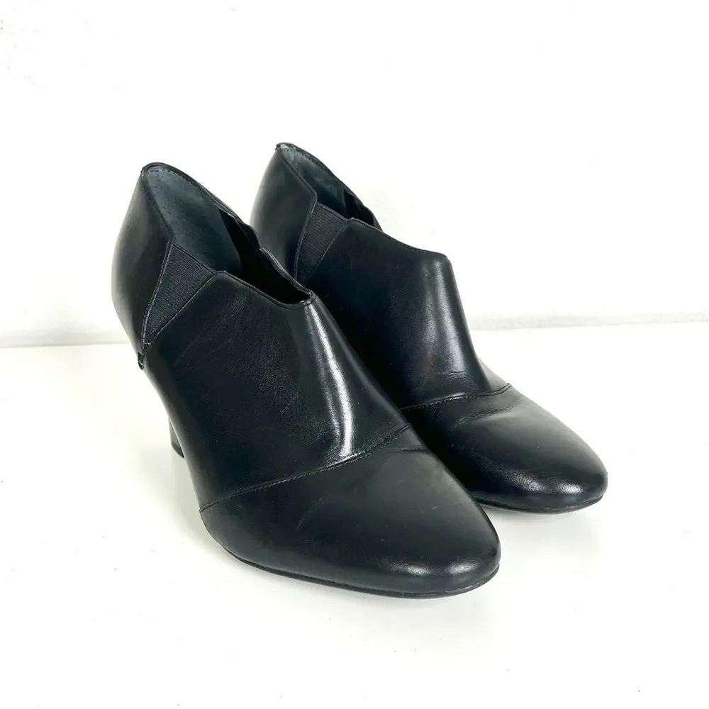 Lauren Ralph Lauren Chic Soft Black Leather Heeled Ankle Booties ‘Brittni’